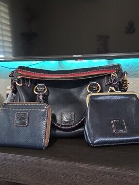 Dooney & Bourke Navy Blue Florentine Satchel with Matching Wallets